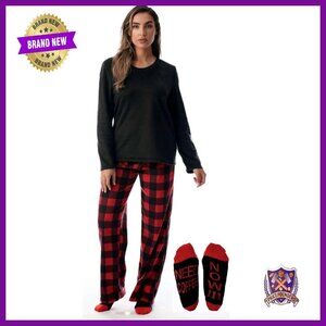 Ultra-Soft Fleece Pajama Set with Matching Socks, Sizes S-3X